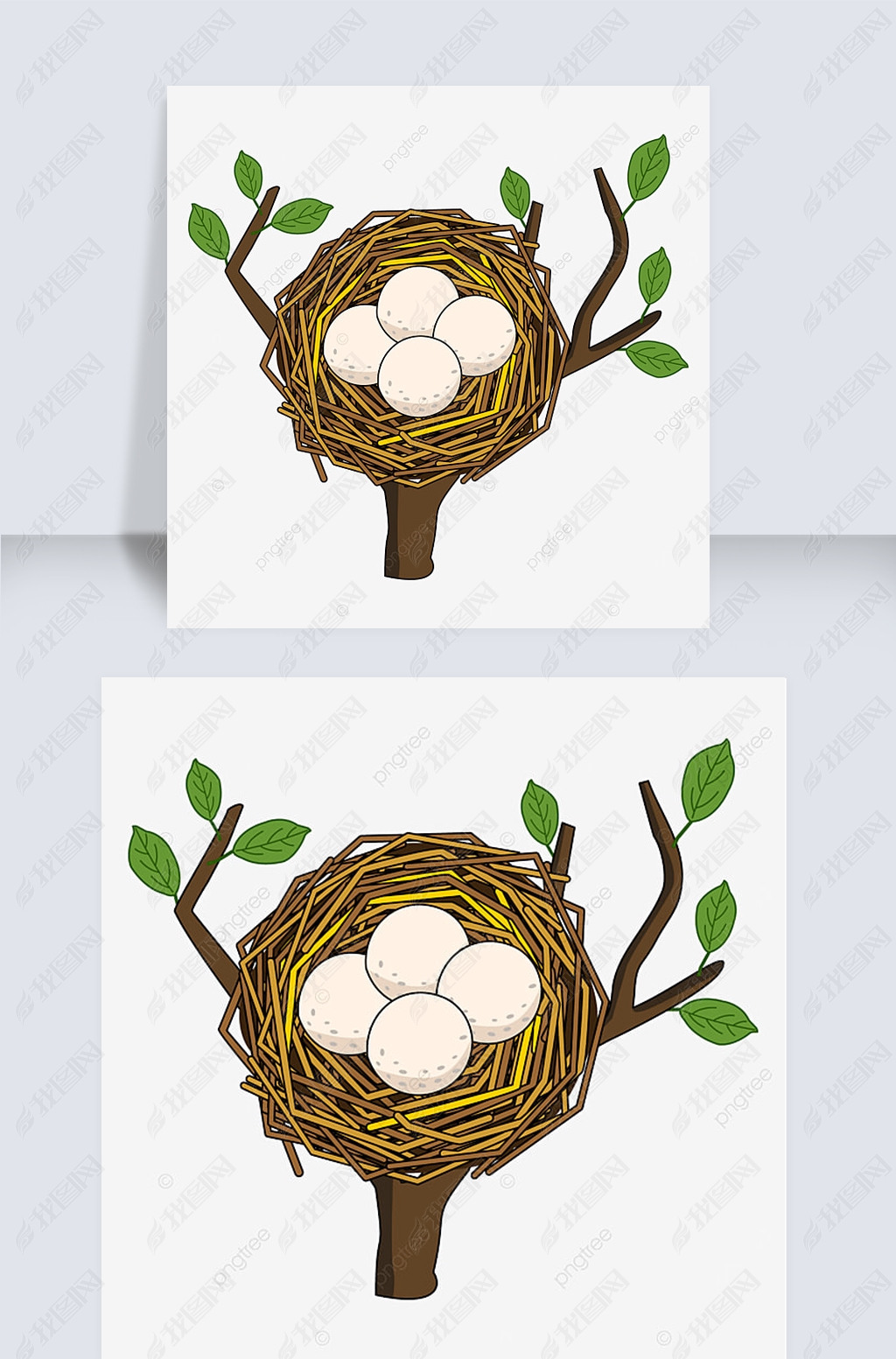建筑在树枝中的鸟巢剪贴画