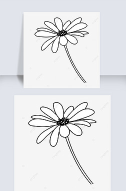 ڰջflower clipart black and white