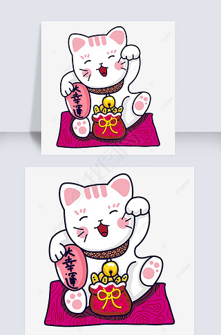 招财幸运屏保免抠元素|钱袋招财幸运日本卡通招财猫