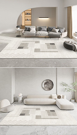 现代北欧简约几何抽象客厅卧室地毯地垫设计