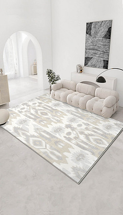 现代简约轻奢抽象几何条纹客厅卧室地毯地垫