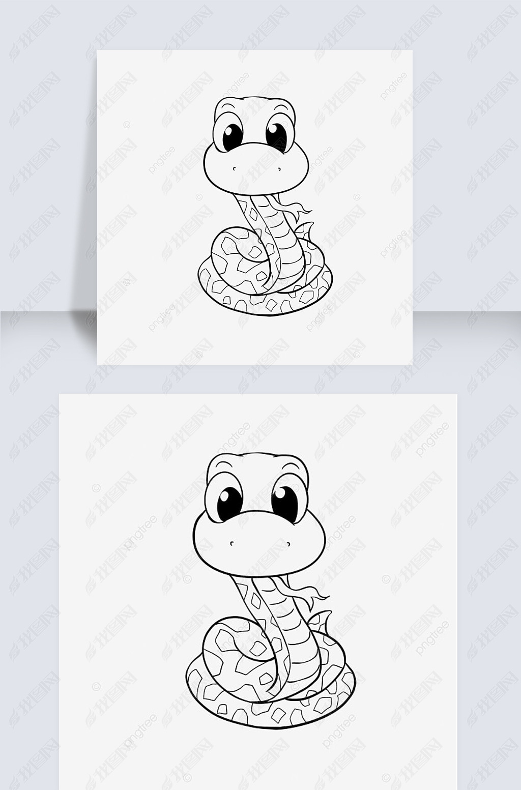 snakeclipartblackandwhite手绘黑白可爱小蛇