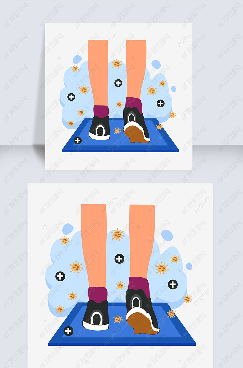 原创卡通手绘消毒垫病毒插画版权可商用