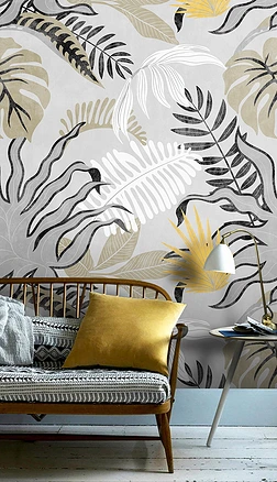 北欧轻奢热带植物叶子时尚墙纸壁纸墙布