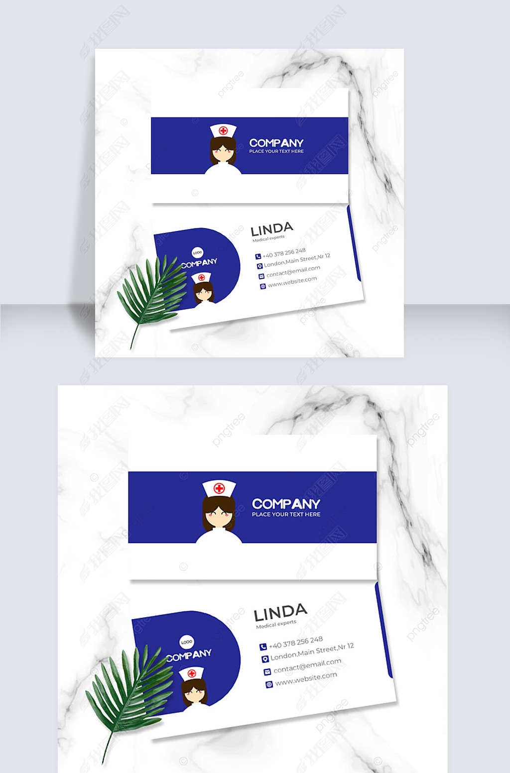 原创卡通护士头像医疗行业双面名片版权可商用