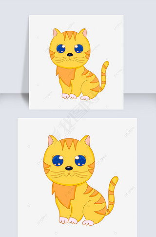 脸上画猫咪胡须免抠元素|手绘卡通黄色猫咪剪贴画