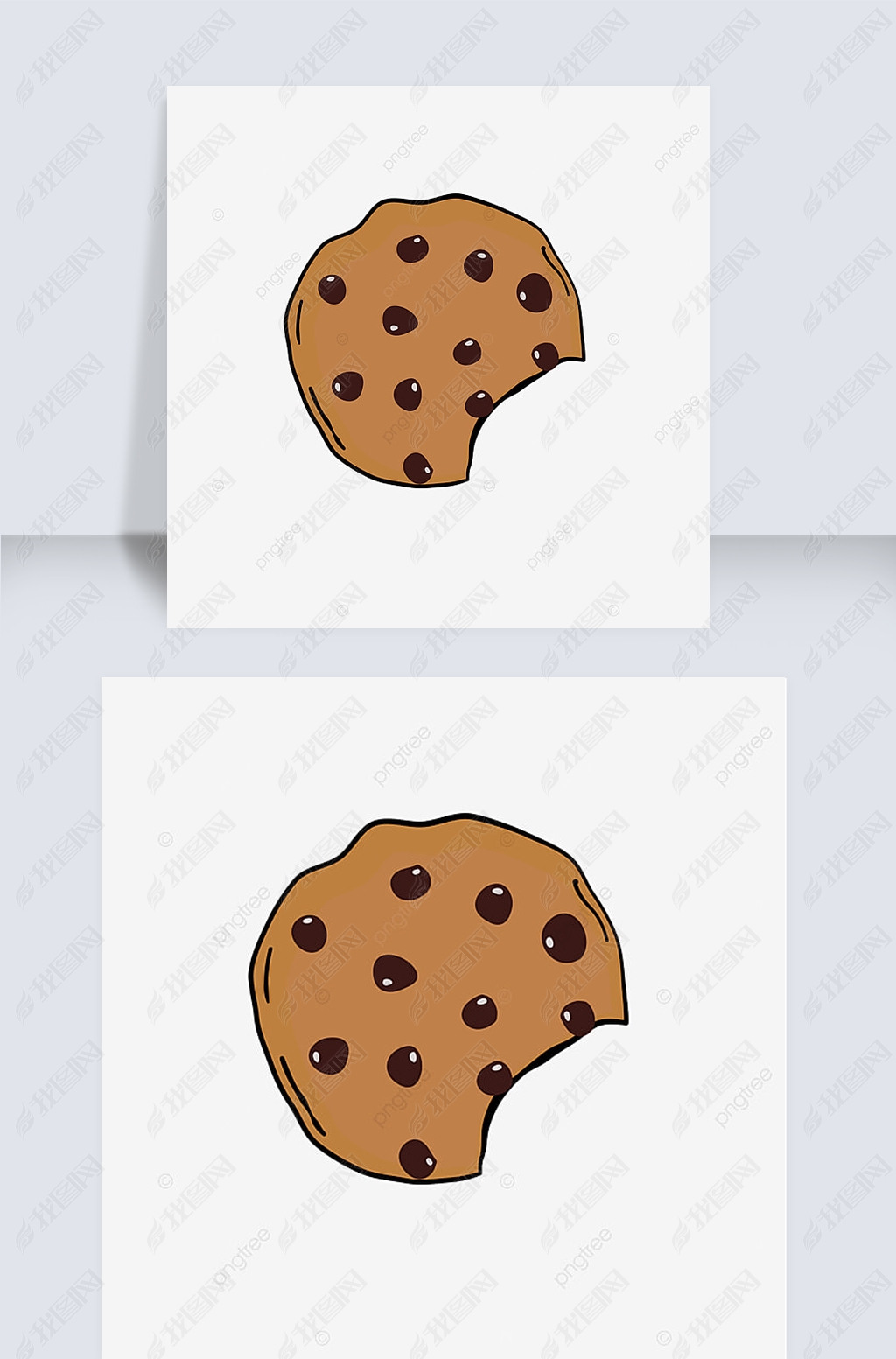 卡通半块巧克力碎曲奇饼干cookieclipart