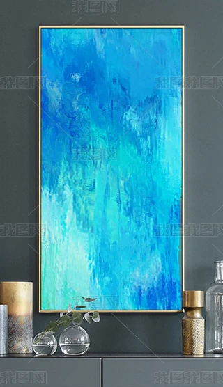 蓝色水彩抽象油画专题模板-蓝色水彩抽象油画图片素材下载-我图网