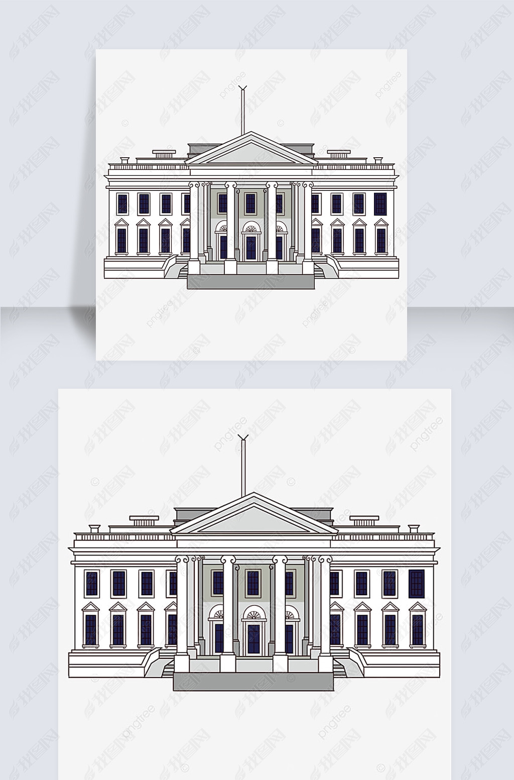 手绘线白宫建筑白宫