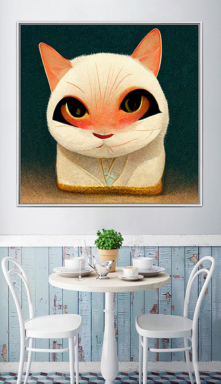有钱又豪横眼神犀利小猫可爱创意动物装饰画