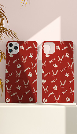 创意中国风新年兔年红色可爱兔子手机壳