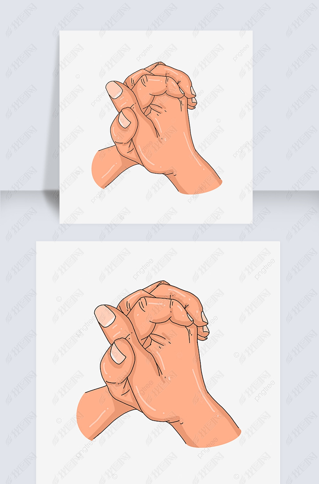 原创手绘风格线性祈祷的手势双手交叉版权可商用