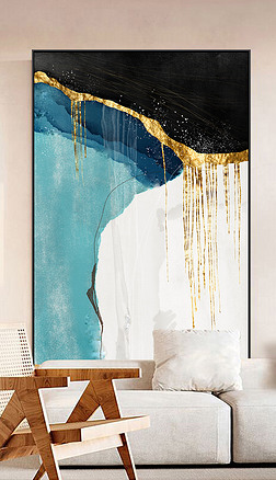 现代抽象手绘油画立体装饰画水彩玄关客厅挂画