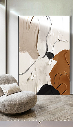 现代抽象油画肌理艺术立体客厅玄关装饰画2