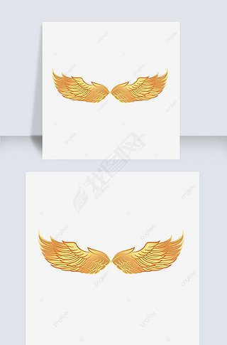 矢量金属金色天使翅膀手绘插画创意设计