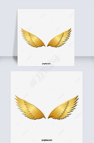 矢量金属金色天使翅膀手绘插画羽毛
