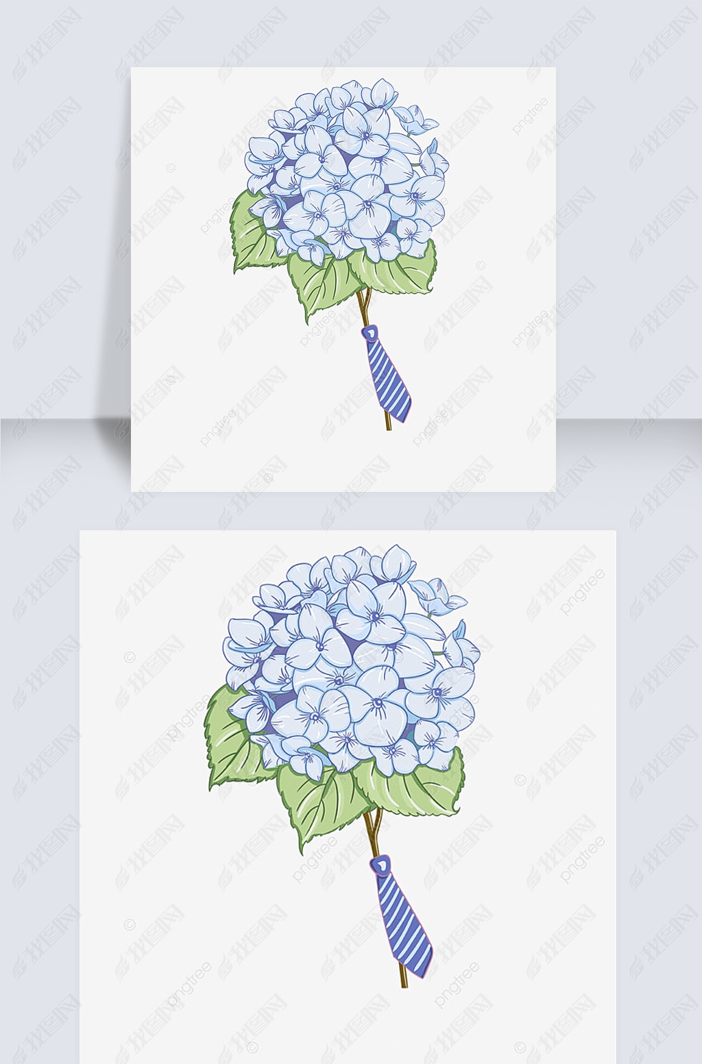 原创手绘蓝色绣球花插画夏天版权可商用