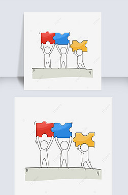 手绘线性团队合作