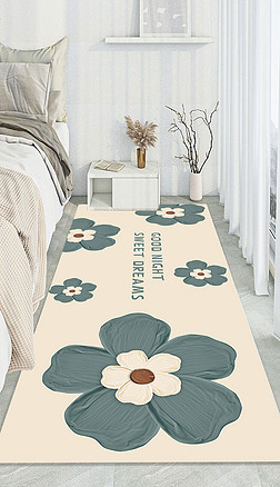 小清新北欧简约床边毯客厅卧室硅藻泥奶油花朵地毯