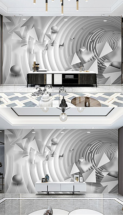 时尚现代3D立体空间客厅电视背景墙