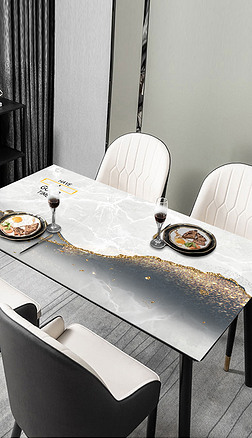 北欧现代简约轻奢爵士白大理石抽象桌布茶几餐桌垫