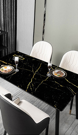 北欧现代简约轻奢黑色大理石抽象桌布茶几餐桌垫