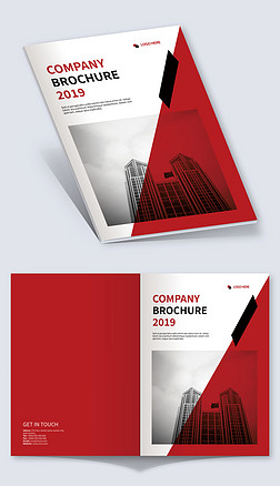 红色展示商业画册CDR封面模板