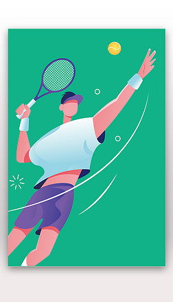 网球健身运动员插画3