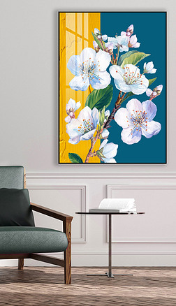 现代时尚桃花装饰画客厅花卉墙画壁画玄关挂画