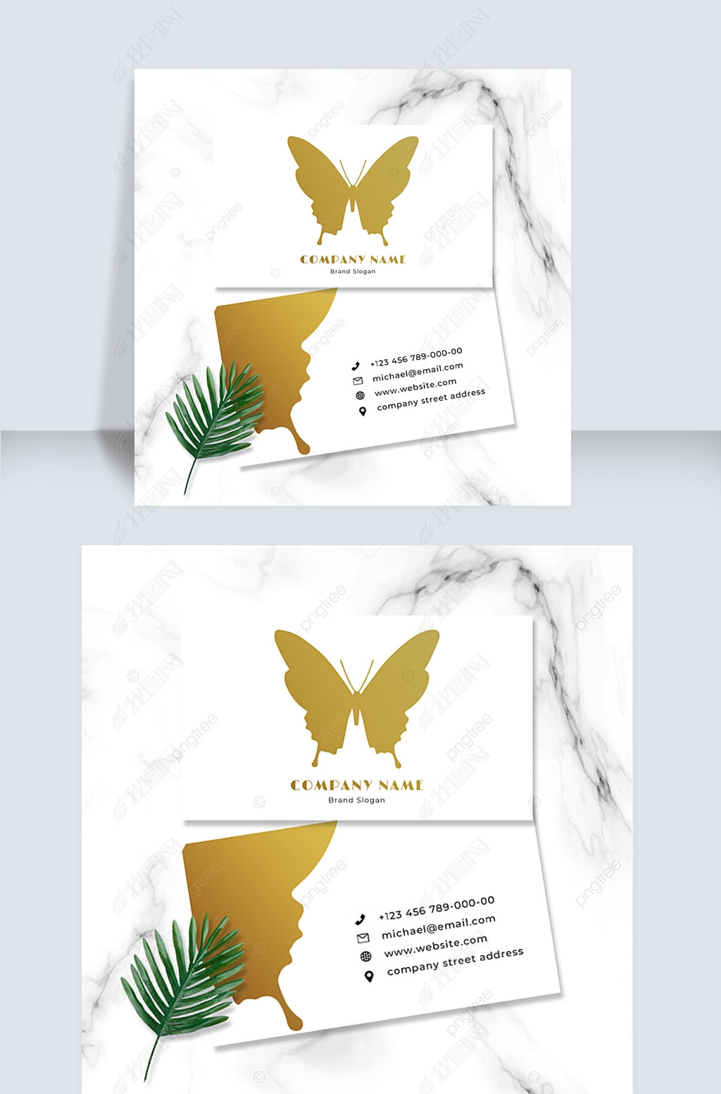 现代简约奢华高端美丽金色蝴蝶翅膀商务名片