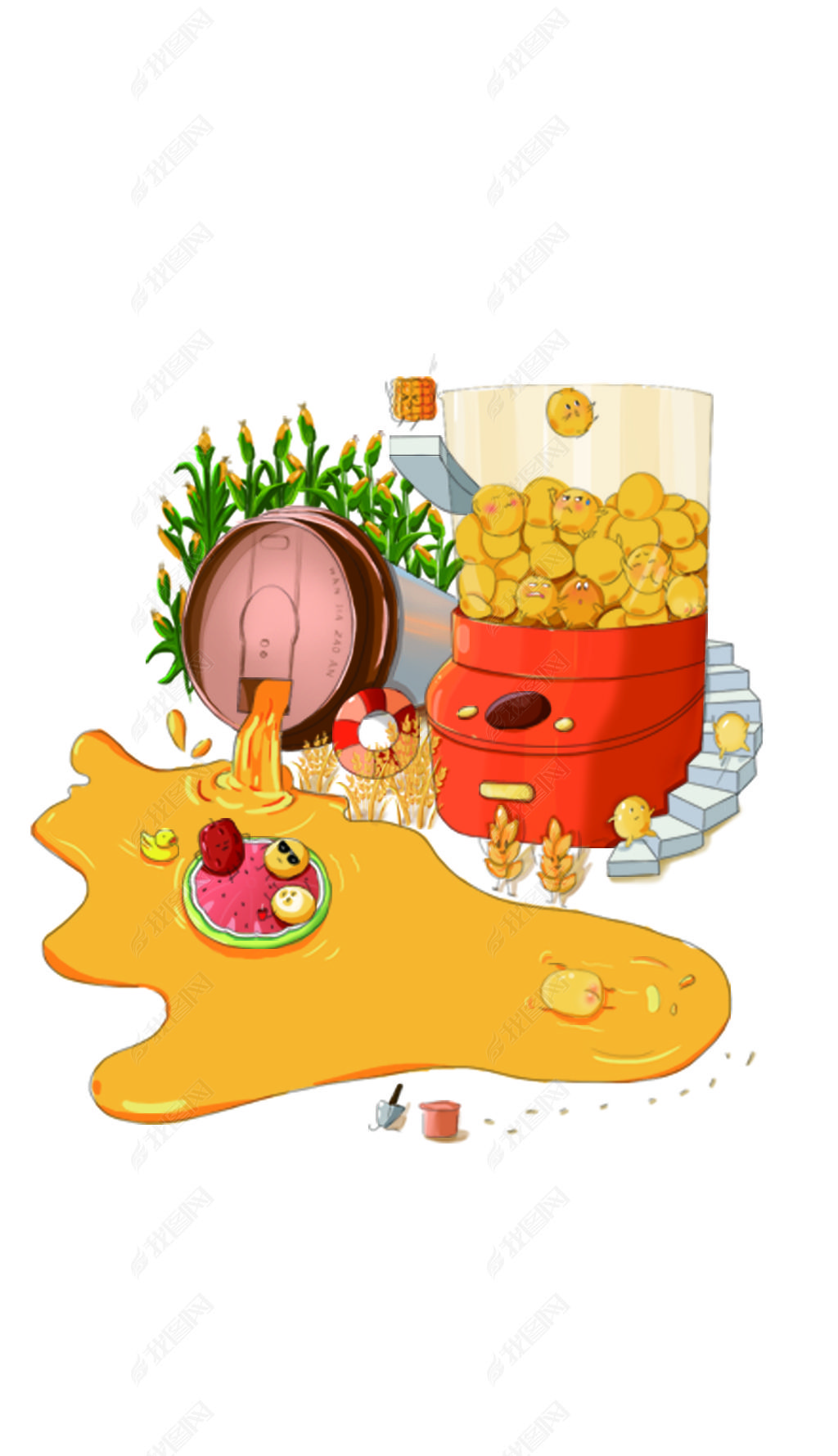 豆浆场景手绘卡通