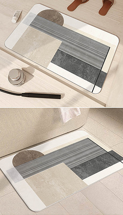 现代几何硅藻泥浴室垫防滑吸水浴室脚垫地毯地垫