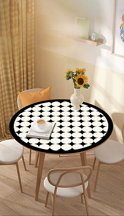 北欧现代简约抽象几何餐桌垫台布圆形地毯浴室垫