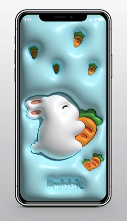 iphone手机海报原创卡通蓝色兔子手机壳壁纸