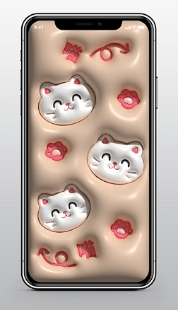 iphone手机海报原创卡通肉色猫咪手机壳壁纸