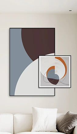 现代抽象两联叠画餐厅挂画客厅背景叠画