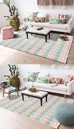 北欧现代几何摩洛哥民宿ins卧室床边毯地毯