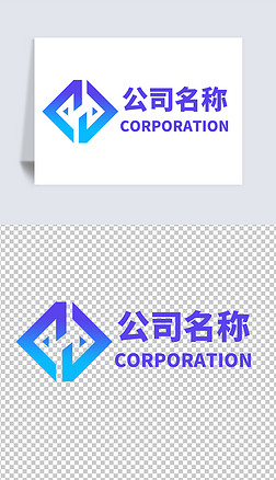 原创蓝色科技公司企业工业图标logo