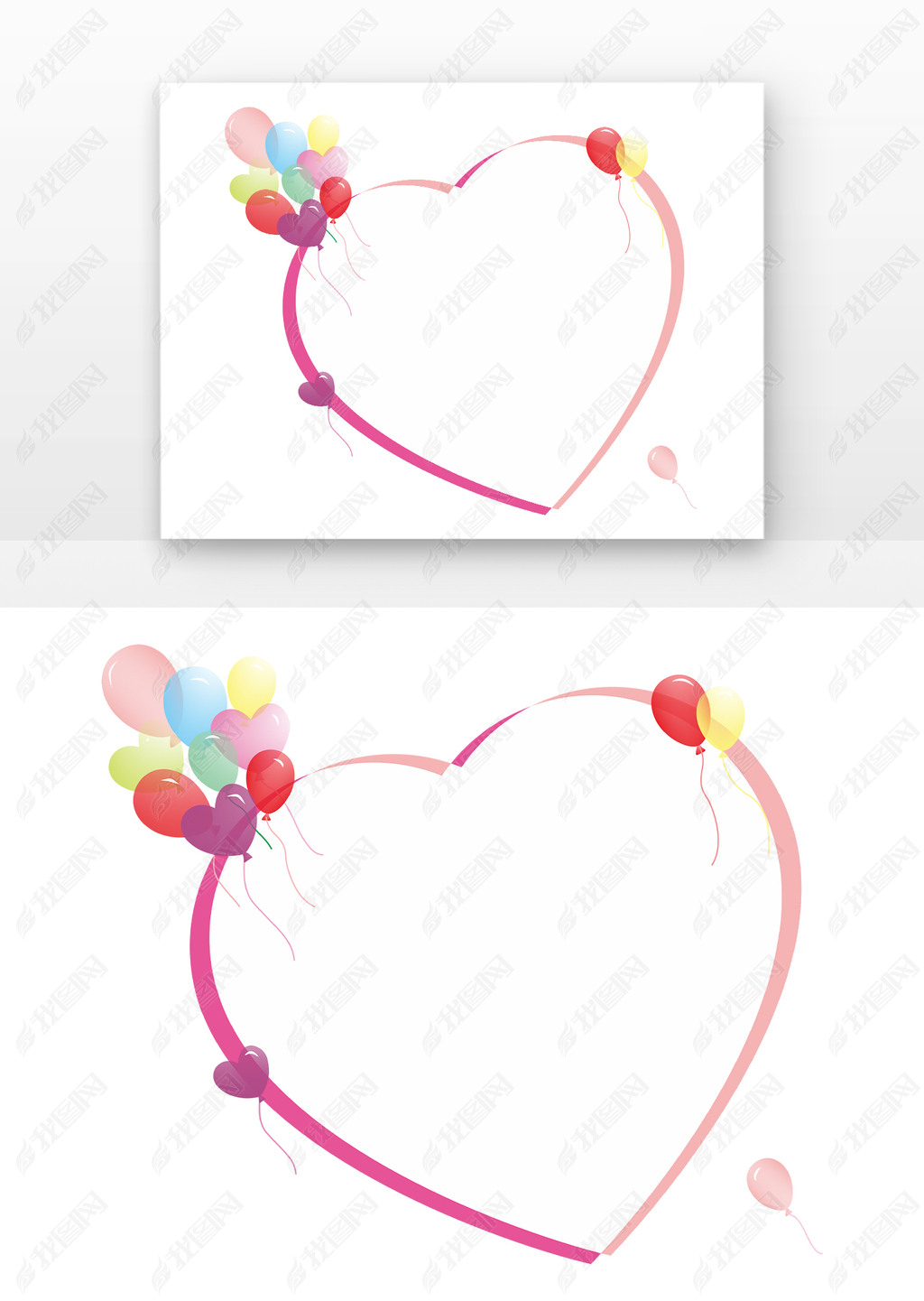 粉红爱心气球卡通简约边框