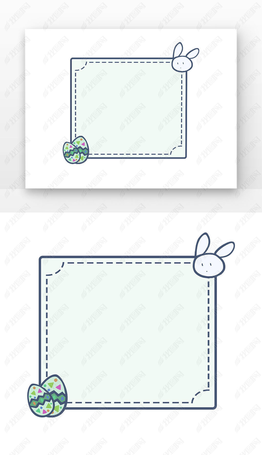 复活节蛋兔子卡通简约边框