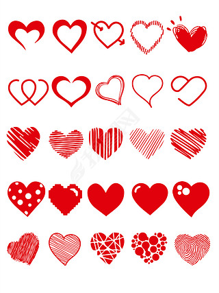 矢量红色心形爱心形状可爱装饰图案矢量素材