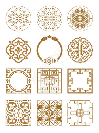 原创中国传统纹样花纹边框矢量元素