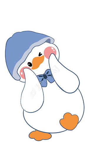 网红鸭歪头卡通蓝帽子卡通可爱风