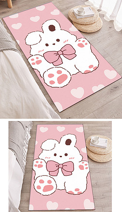 可爱卡通2023兔子儿童房地毯图案卧室床边毯地垫