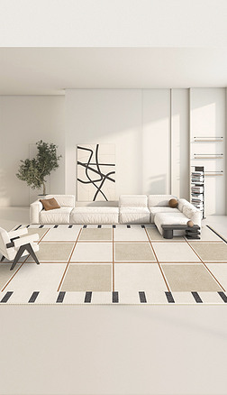 现代简约几何条纹艺术轻奢客厅卧室地毯地垫图案设计