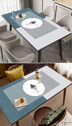 现代简约轻奢几何桌布PVC皮革桌垫茶几台布图案