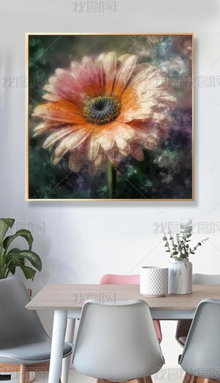 油彩画　【花】　抽象 Amazon.com: Ecqizer 新中式纯手绘油画抽象立体画花卉荷花玄关客厅油画