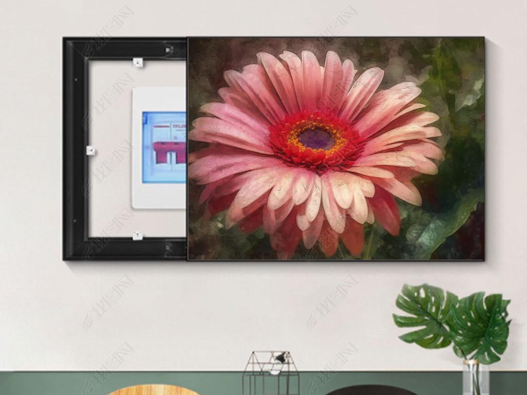 Abstract Floral Art Gerbera Daisy Flower Bush on Canvas