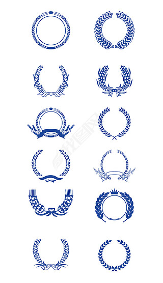 圆形树叶橄榄叶麦穗徽标徽章文本框矢量素材