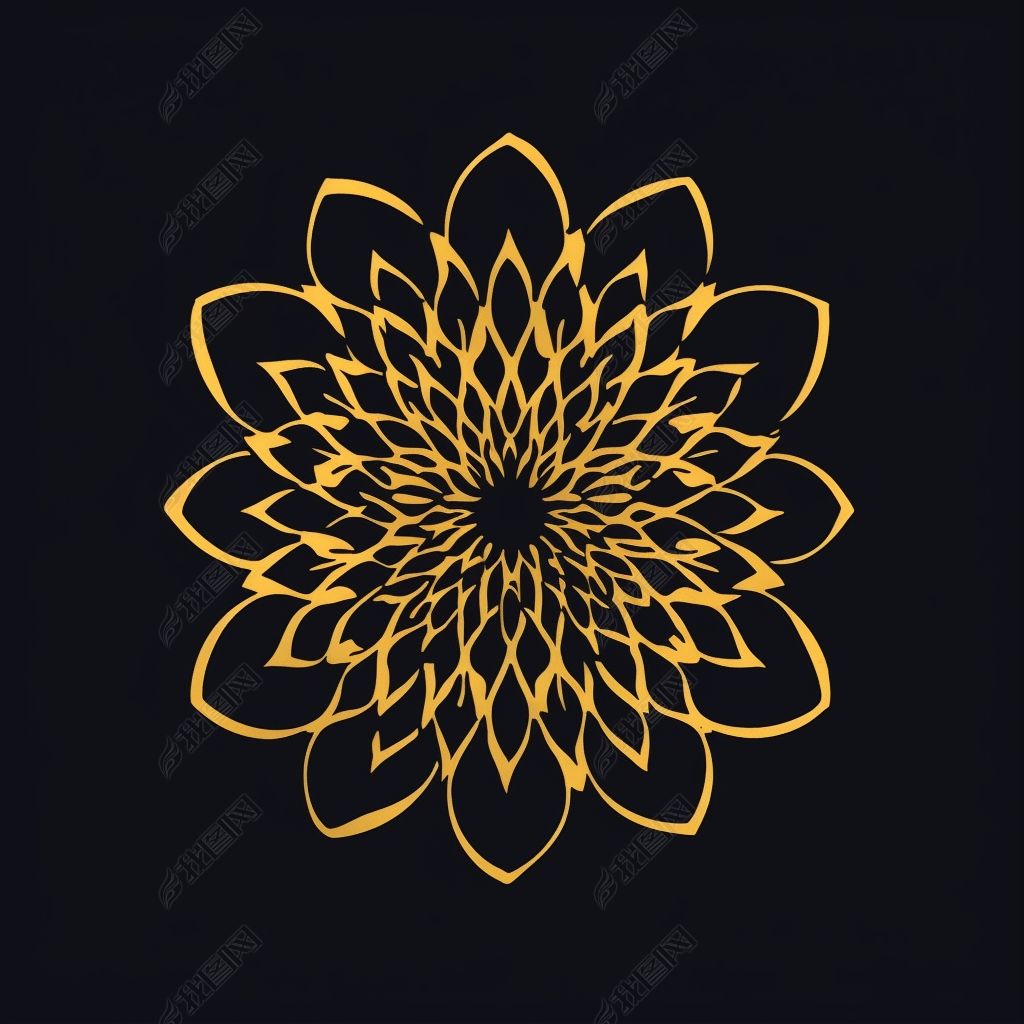 金盏花简约双色logo黑底扁平设计